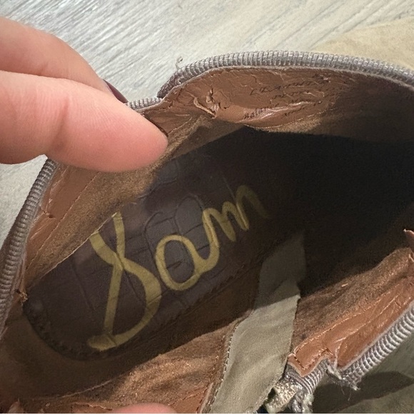 Sam Edelman Women’s Size 8.5 Ankle Boots Petty Putty Suede Bootie Beige Shoe - Picture 9 of 11